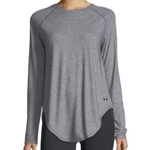 Under Armour Gray Long-Sleeve Back Cut Out Workout Shirt
